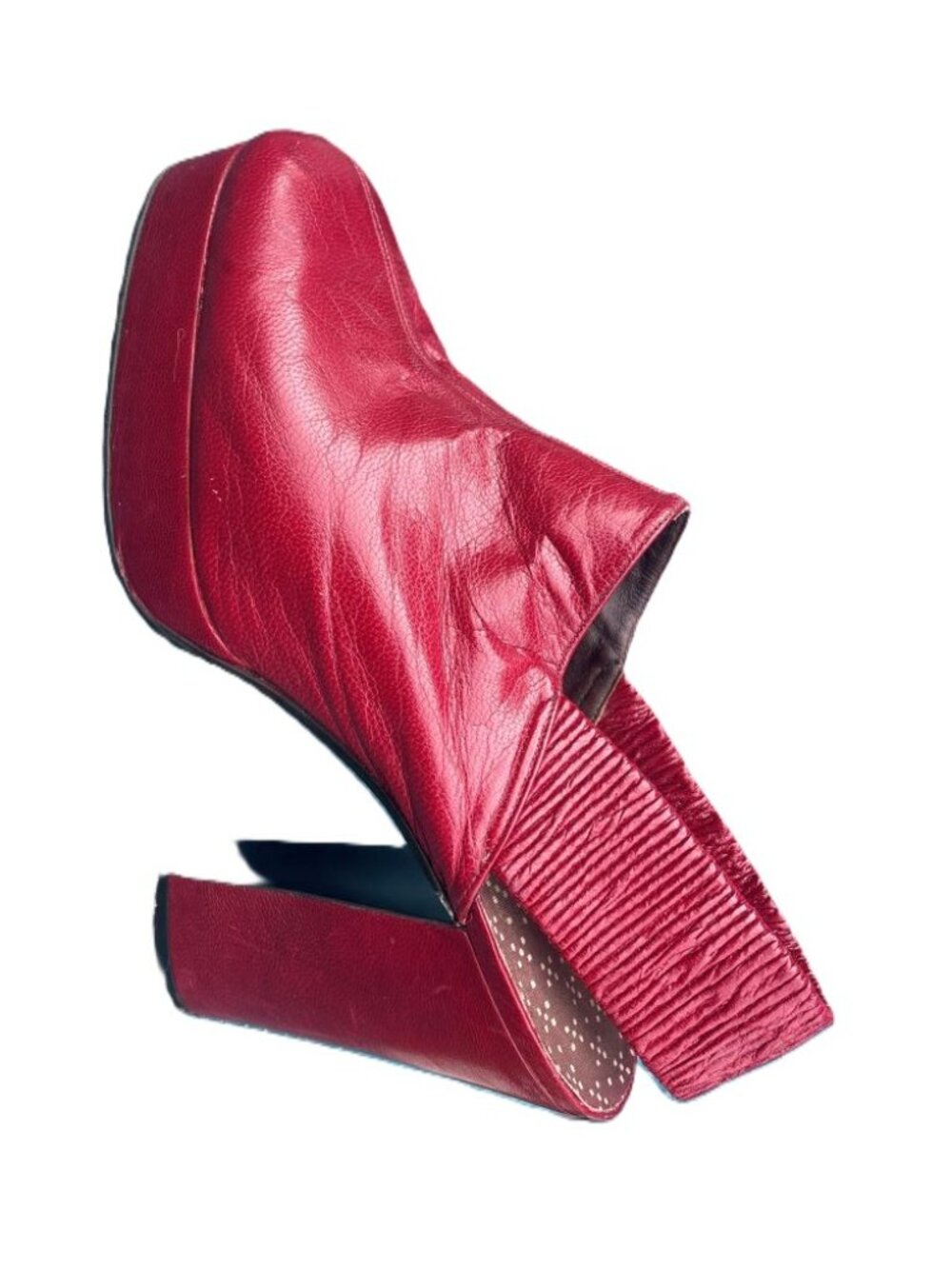 1970s Vintage Platform Slingbacks – cranberry red, size 7